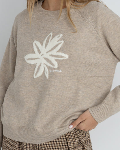 SANCTUARY CREW NECK KNIT JUMPER TAUPE