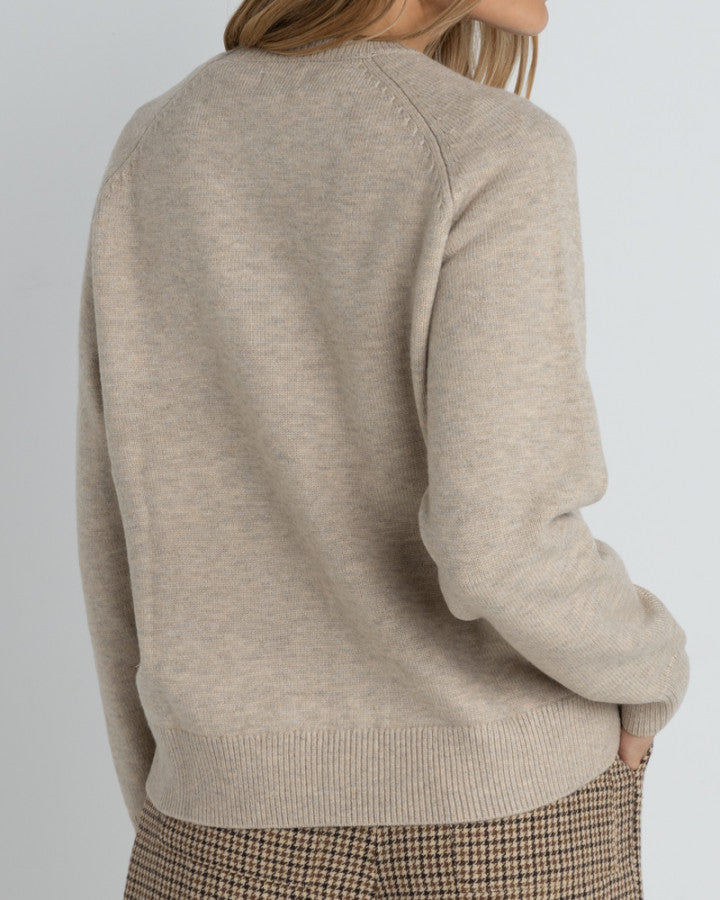 SANCTUARY CREW NECK KNIT JUMPER TAUPE