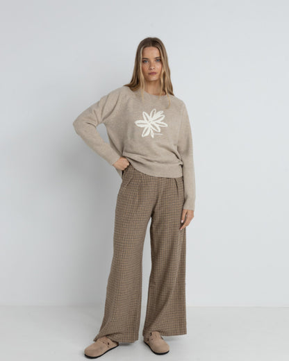 SANCTUARY CREW NECK KNIT JUMPER TAUPE