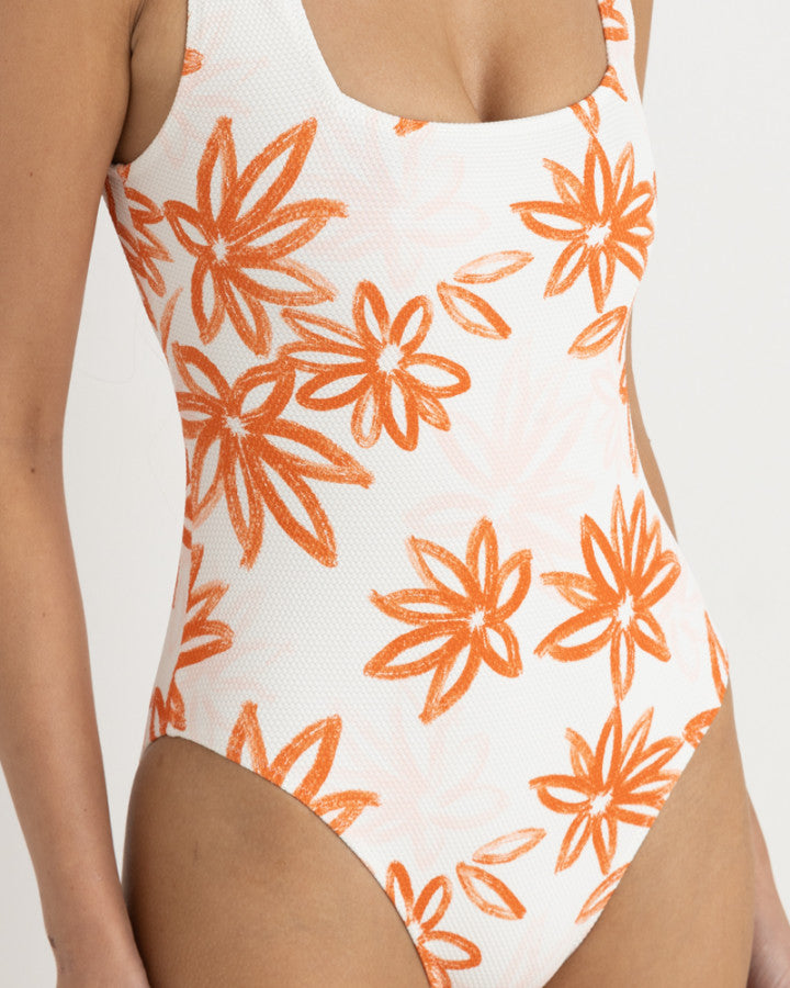 SANCTUARY FLORAL SQUARE NECK ONE PIECE WHITE