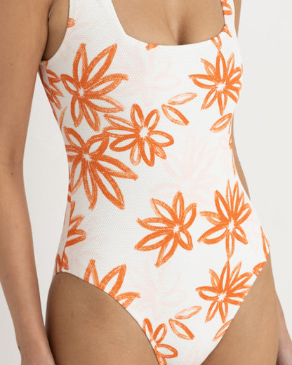 SANCTUARY FLORAL SQUARE NECK ONE PIECE WHITE