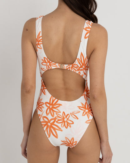 SANCTUARY FLORAL SQUARE NECK ONE PIECE WHITE