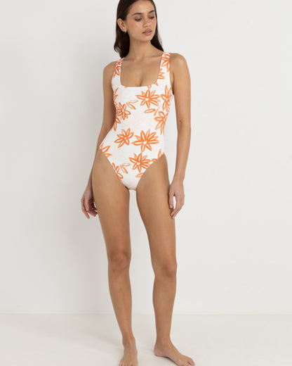 SANCTUARY FLORAL SQUARE NECK ONE PIECE WHITE