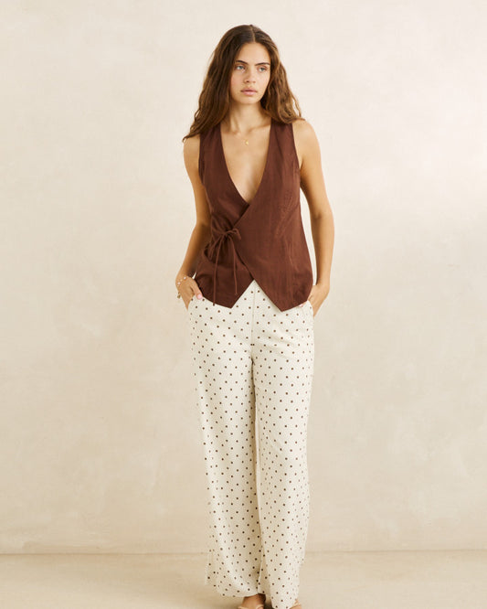 SANDY ESSENTIAL WIDE LEG PANT cream