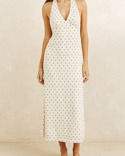 SANDY HALTER NECK MAXI DRESS cream