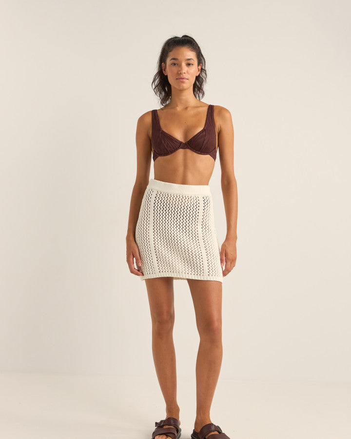 SEASHELL KNIT MINI SKIRT WHITE
