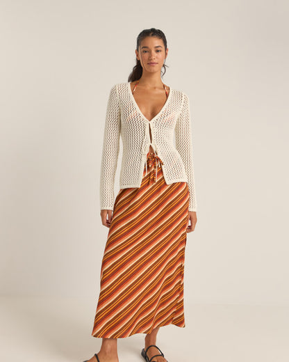 SEASHELL LONG SLEEVE TIE FRONT TOP WHITE