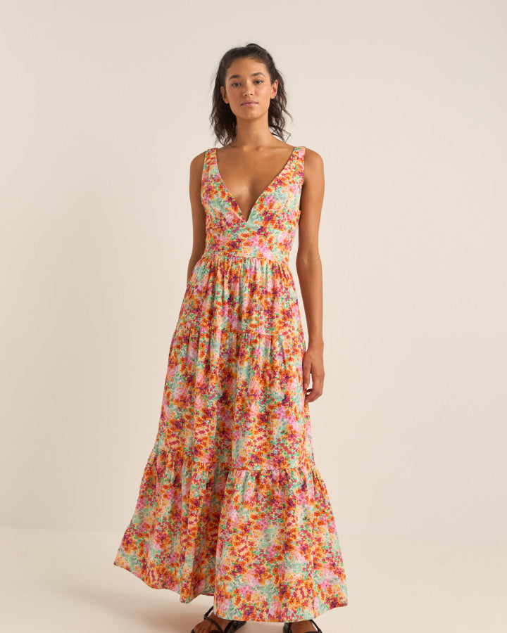 SIERRA FLORAL TIERED MAXI DRESS