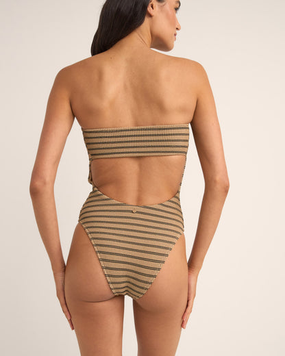 SOL STRIPE STRAPLESS ONE PIECE BLACK