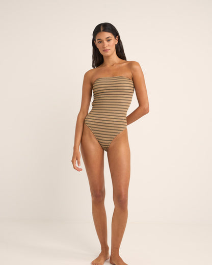 SOL STRIPE STRAPLESS ONE PIECE BLACK