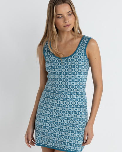 SOLITUDE KNIT MINI DRESS PACIFIC