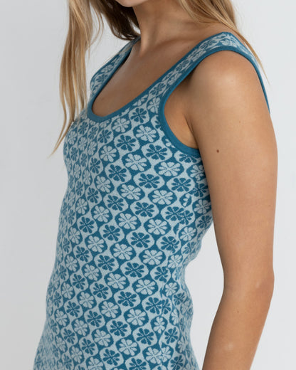 SOLITUDE KNIT MINI DRESS PACIFIC