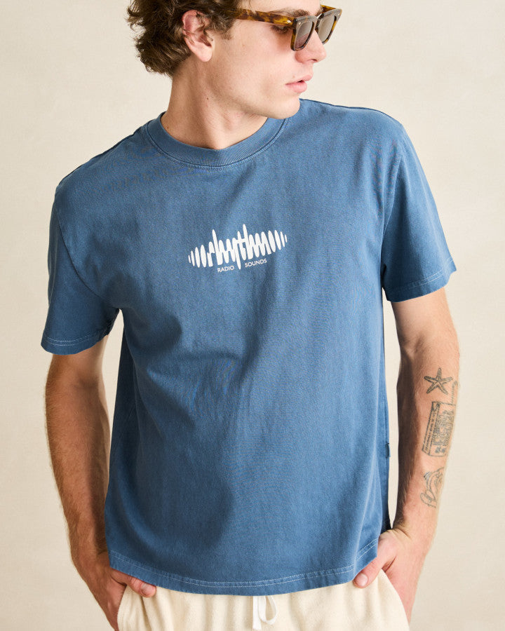 SOUNDS CONTRAST BAND SS T-SHIRT blue