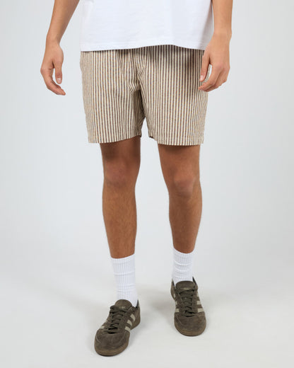 STRIPE LINEN SHORT choc