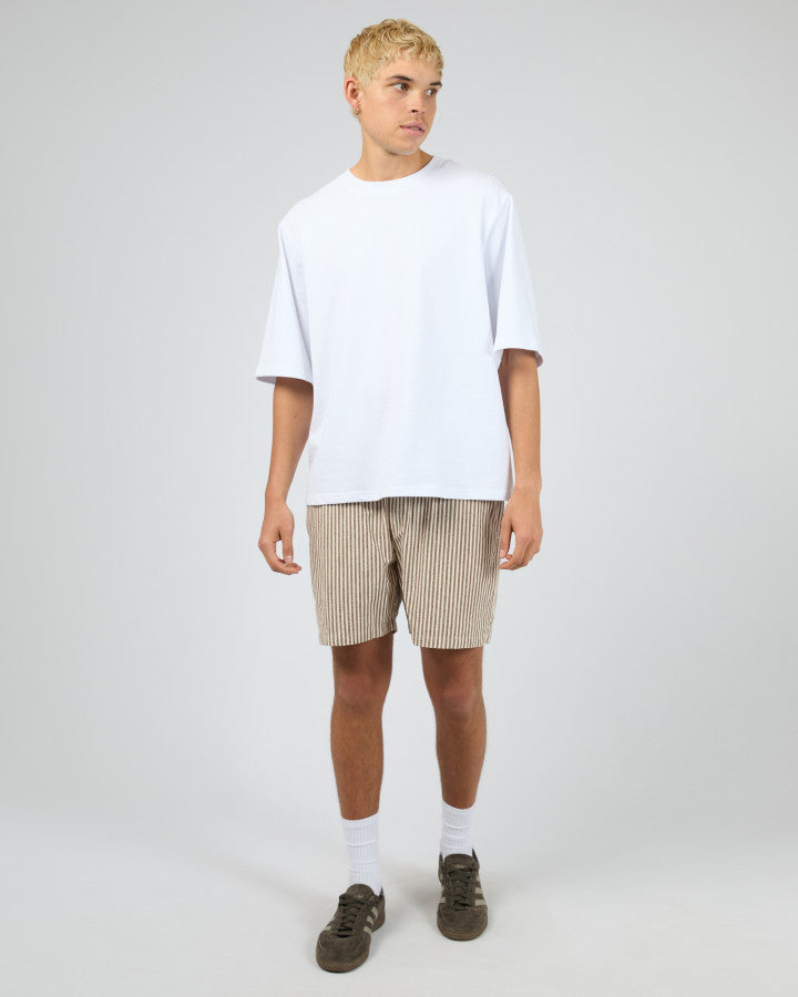 STRIPE LINEN SHORT choc