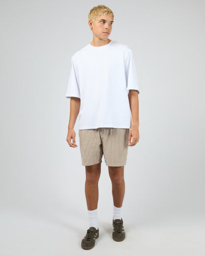 STRIPE LINEN SHORT choc