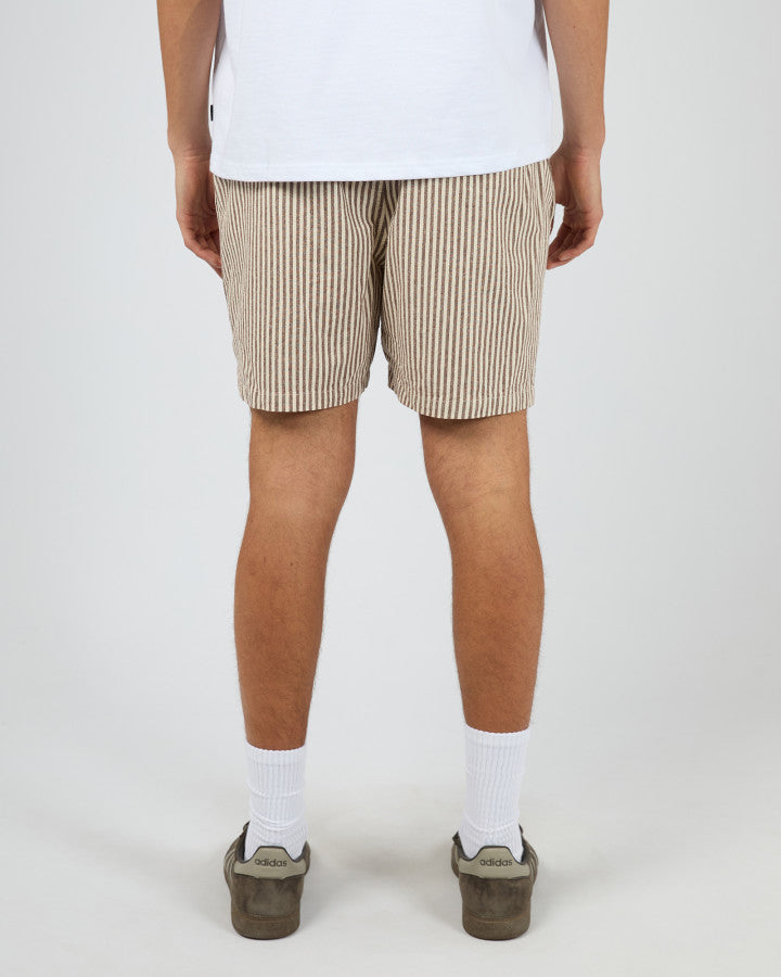 STRIPE LINEN SHORT choc