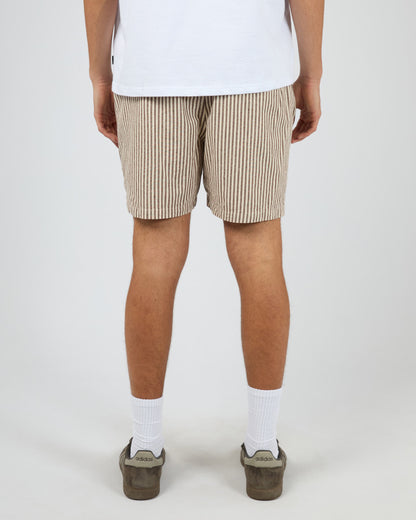 STRIPE LINEN SHORT choc