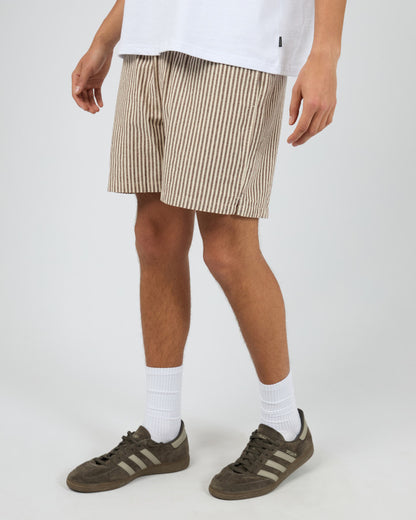 STRIPE LINEN SHORT choc