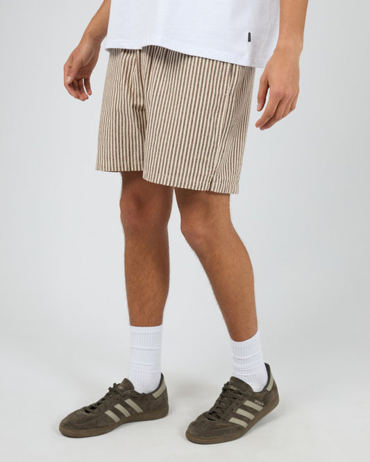 STRIPE LINEN SHORT choc
