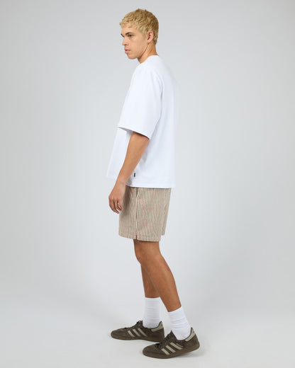 STRIPE LINEN SHORT choc