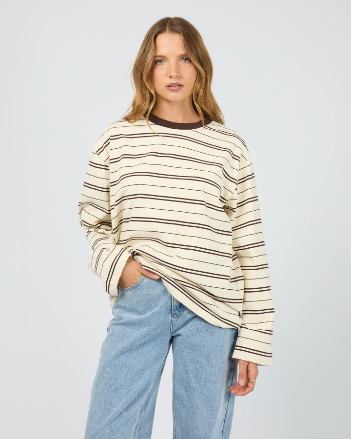 STRIPE LONG SLEEVE TEE choco