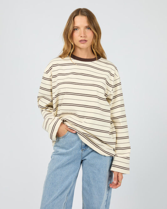 STRIPE LONG SLEEVE TEE choco