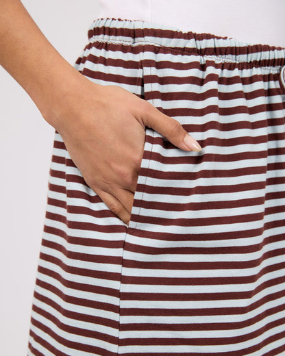 STRIPE TIE WAIST SHORT light blue