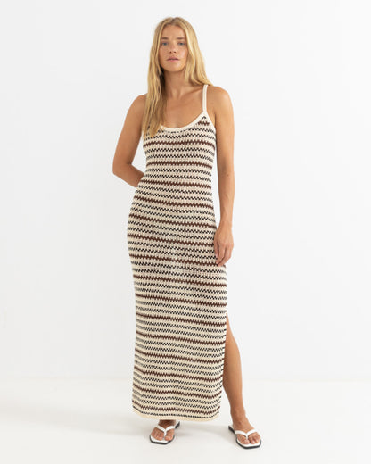 TAMI STRIPE KNIT MAXI DRESS choc