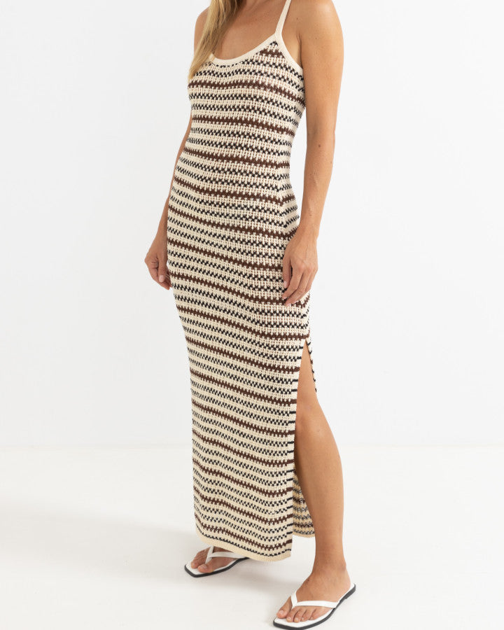 TAMI STRIPE KNIT MAXI DRESS choc