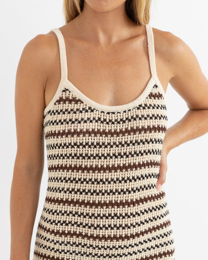 TAMI STRIPE KNIT MAXI DRESS choc