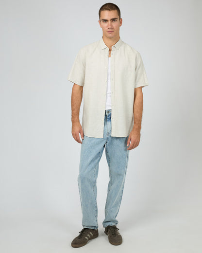 TEXTURED LINEN SS SHIRT dove