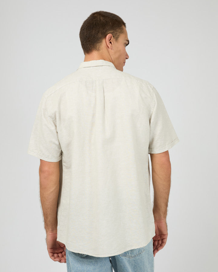 TEXTURED LINEN SS SHIRT dove