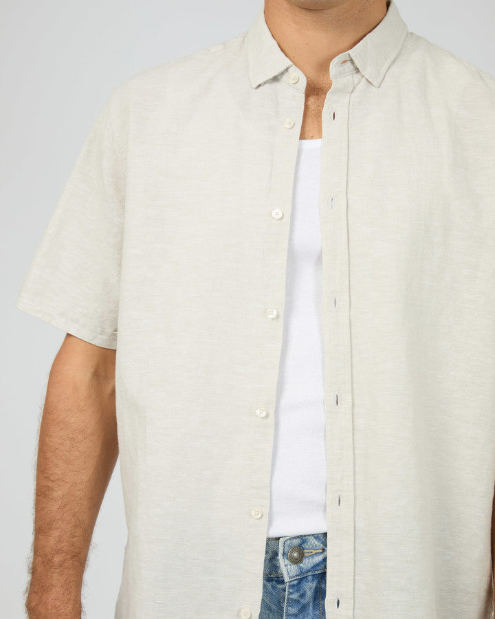 TEXTURED LINEN SS SHIRT dove