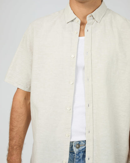 TEXTURED LINEN SS SHIRT dove