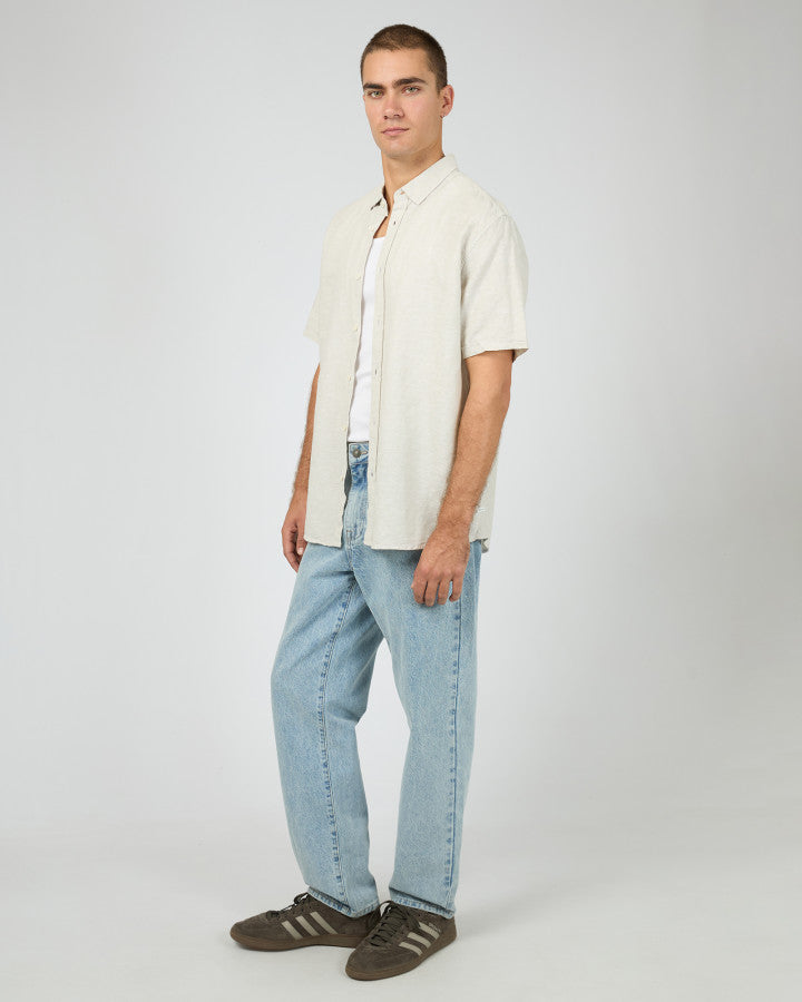 TEXTURED LINEN SS SHIRT dove