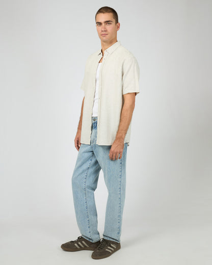 TEXTURED LINEN SS SHIRT dove