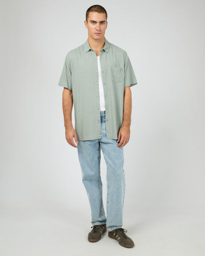 TEXTURED LINEN SS SHIRT green