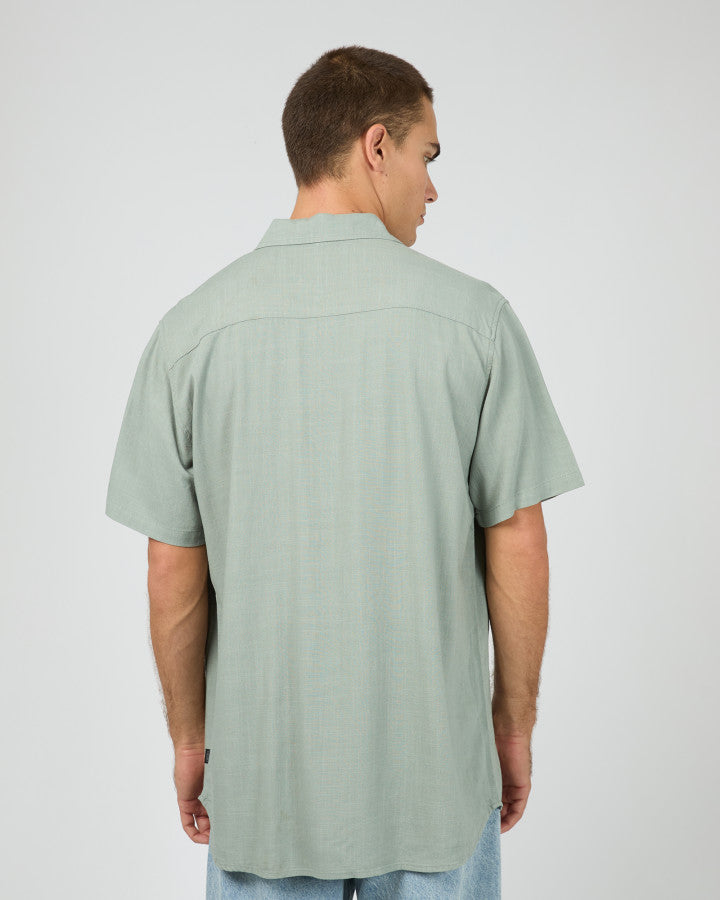 TEXTURED LINEN SS SHIRT green