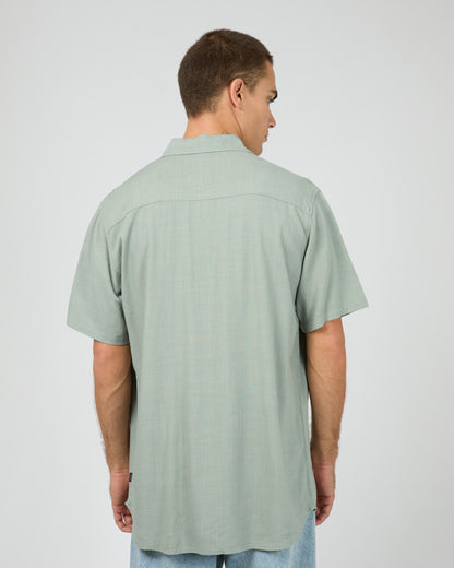 TEXTURED LINEN SS SHIRT green