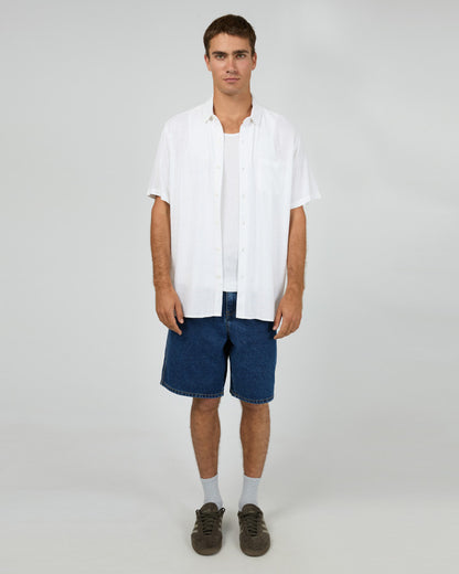 TEXTURED LINEN SS SHIRT ST wht