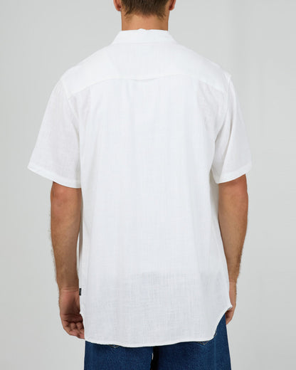 TEXTURED LINEN SS SHIRT ST wht