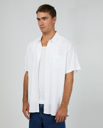TEXTURED LINEN SS SHIRT ST wht