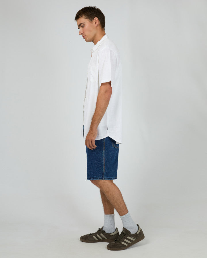 TEXTURED LINEN SS SHIRT ST wht