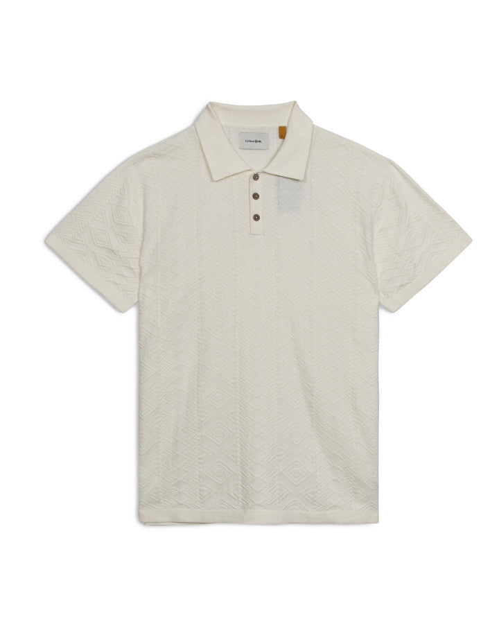 TRADER SS KNIT POLO ecru