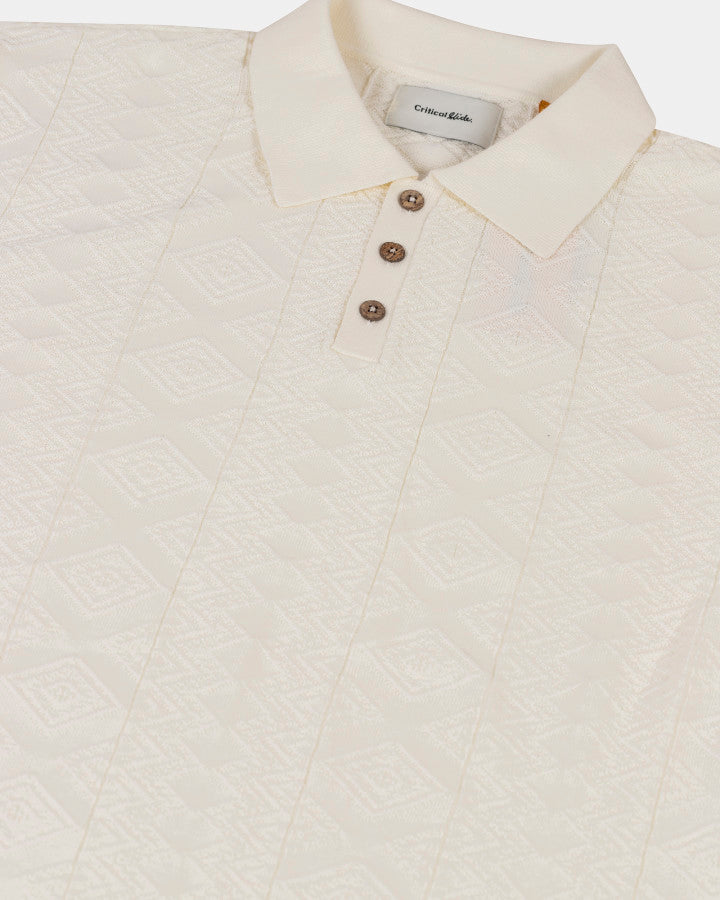 TRADER SS KNIT POLO ecru