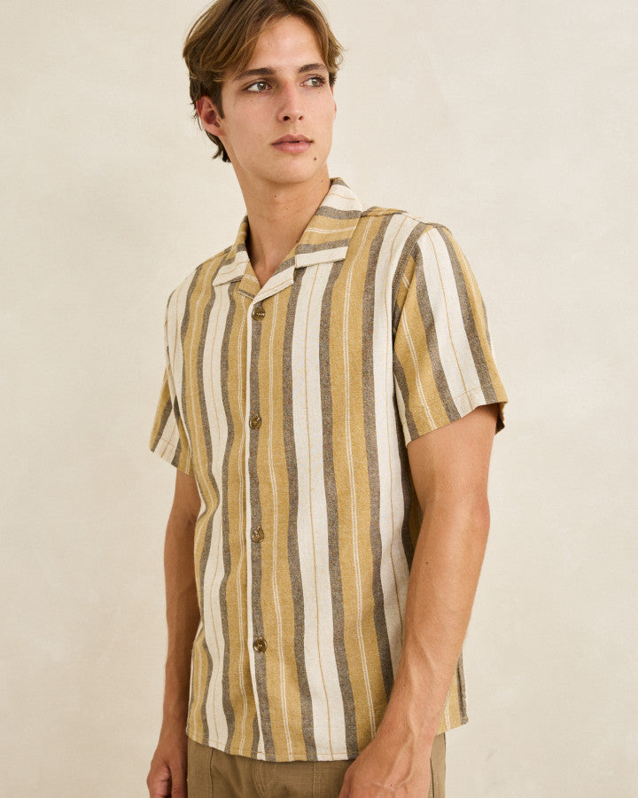 VACATION STRIPE SS SHIRT sand