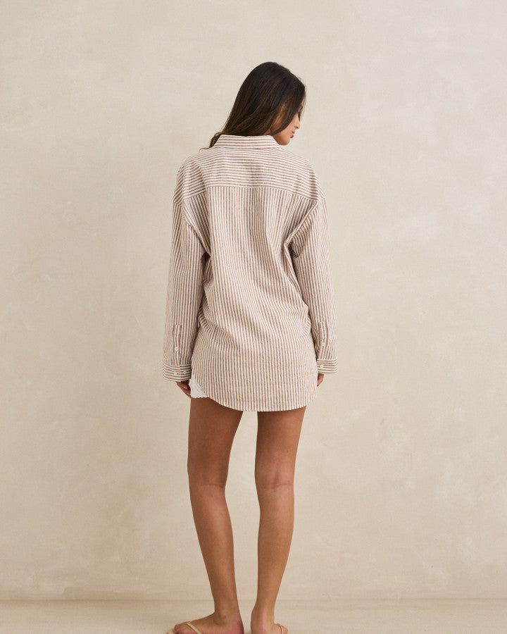 VALLEY STRIPE OVERSIZED SHIRT tan