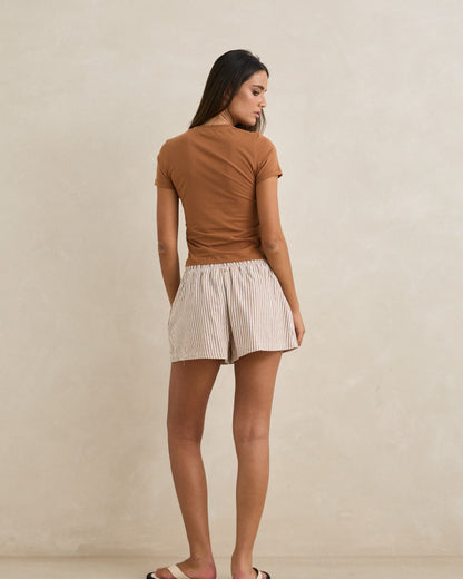 VALLEY STRIPE SHORT tan