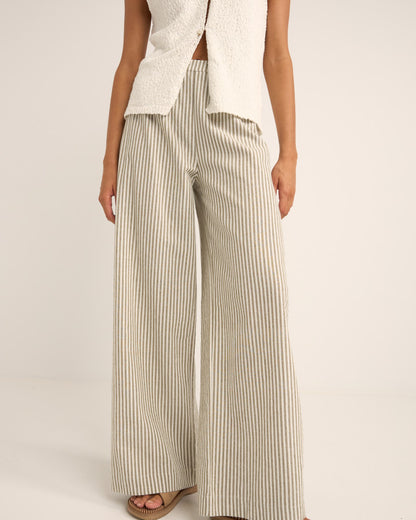 VALLEY STRIPE WIDE LEG PANT IVY